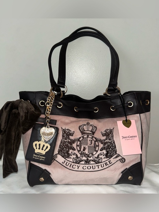 Juicy Couture Handbags - NEW! JUICY COUTURE Daydreamer Classic Scottie Dogs Velour Tote Dusty Blush Pink